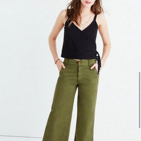 MADEWELL BLACK SLEEVELESS JACQUARD SIDE TIE FAUX WRAP FINALE TANK TOP SIZE: XS - Picture 2 of 7